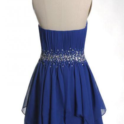 Royal Blue Short Chiffon Homecoming Dresses With..