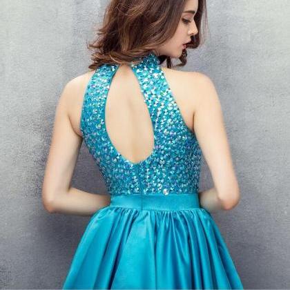 2 Pieces Beaded Homecoming Dresses, High Neck Homecoming Dresses, Homecoming Dresses, SF0109