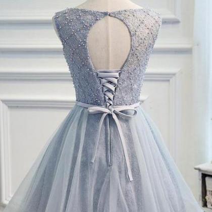 Gray Beaded Homecoming Dresses,lace Up Homecoming..