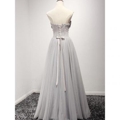 Dusty A-line Sweetheart Floor-length Tulle Prom..