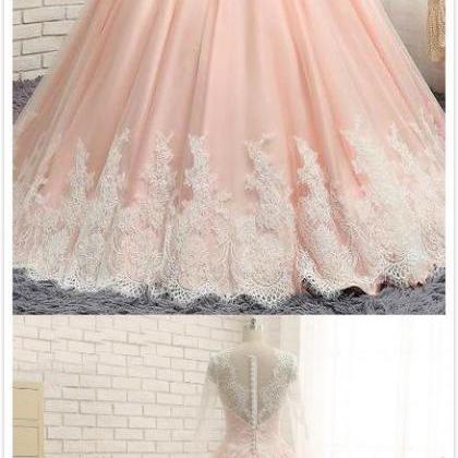 Lace Prom Dress,ball Gown Prom Dress,long Sleeves..