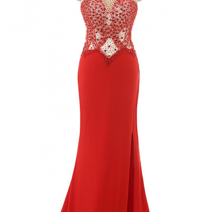 Red Prom Dresses,beading Prom Dresses,mermaid..