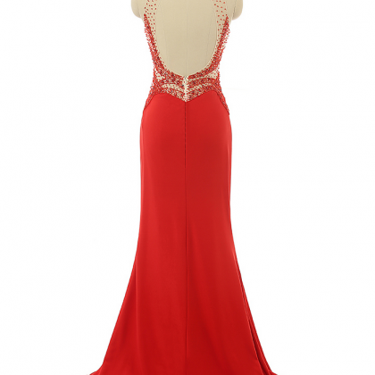 Red Prom Dresses,beading Prom Dresses,mermaid..