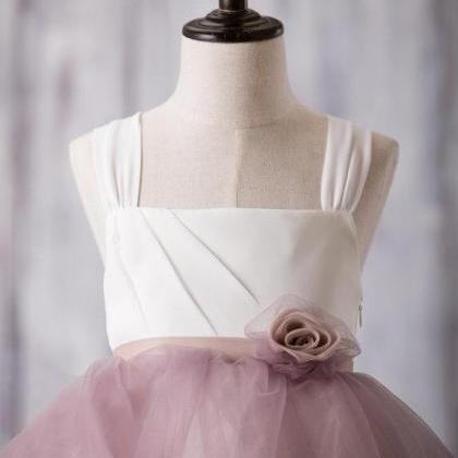 Newest Strap White Top Dusty Rose Tulle Cute..