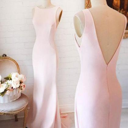 Simple Pink Mermaid Long Prom Dress, Pink Formal..