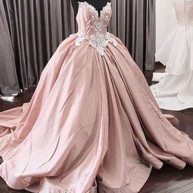 2017 A-line Strapless Dusty Pink Long Prom..