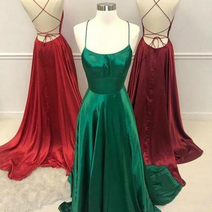 Real Photos Green Prom Dresses With Criss-cross..