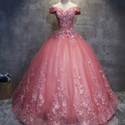 Ball Gown Off-the-shoulder Floor-length Pink..