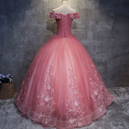 Ball Gown Off-the-shoulder Floor-length Pink..