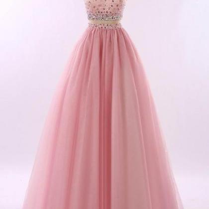 Two Pieces One Shoulder Crystals Prom Dresses,a..