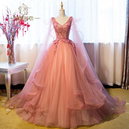 Luxury Appliqued Puffy Long Prom Dress,princess..