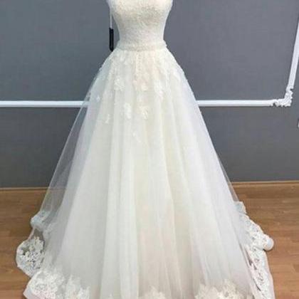 Charming Tulle Appliques Lace Bridal Dress,..