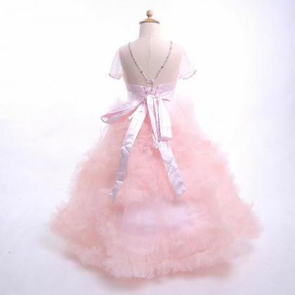 Dreamy Bridal Pink Ball Gown Flower Girl Dresses..