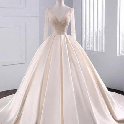 2018 Fashion Simple Beige Wedding Dresses Full..