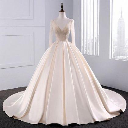 2018 Fashion Simple Beige Wedding Dresses Full..