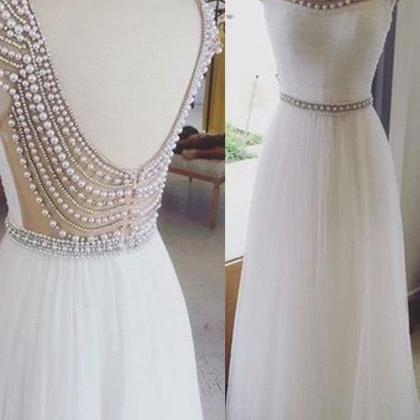 Customized Enticing White Prom Dresses Cap Sleeves..