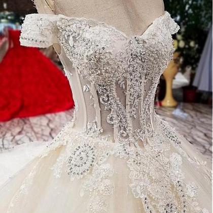 Attractive Tulle Off-the-shoulder Neckline Ball..