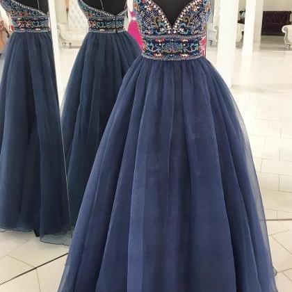 Prom Dress With Colored Beading, Graduation Party..