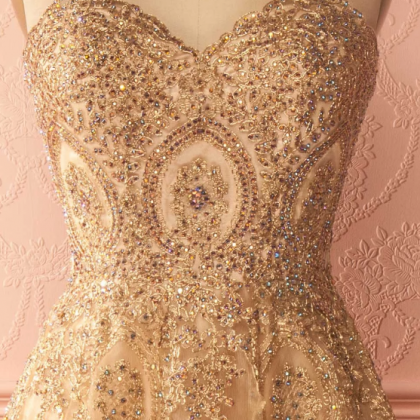 Beautiful Prom Dresses A-line Sweetheart Gold..