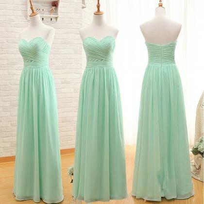 Mint Green Strapless Prom Dress, Bridesmaid..