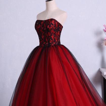 Charming Red Ball Gown Prom Dresses Tulle..