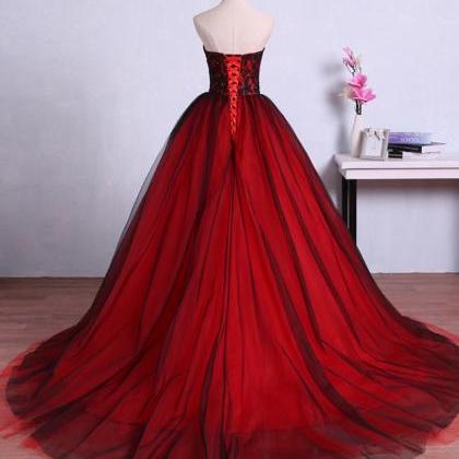 Charming Red Ball Gown Prom Dresses Tulle..