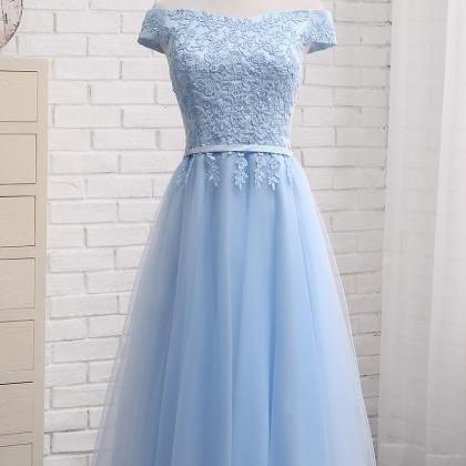 Cute A Line Lace Off Shoulder Prom Dress, Lace..