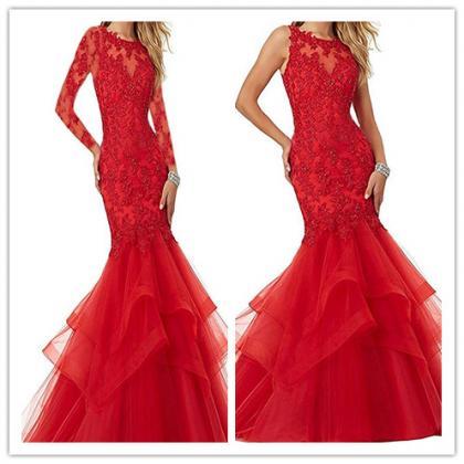 Women's Beaded Lace Embroide Prom..