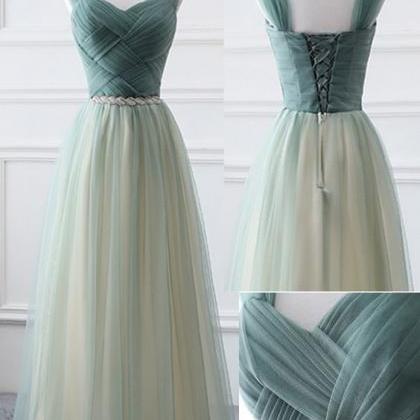 Green Tulle Charming Bridesmaid Dress, Lovely..
