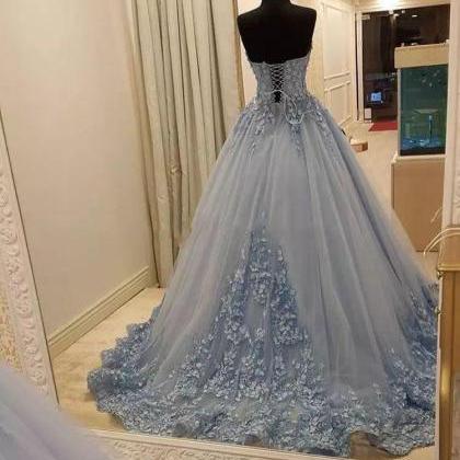 Elegant Tulle Evening Dress, Sexy Ball Gown..