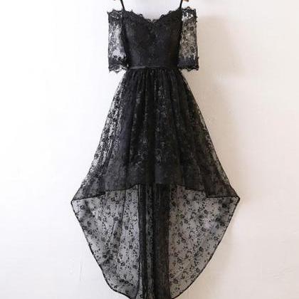 Hl3414 Black Lace High Low Prom Dress Black Lace..
