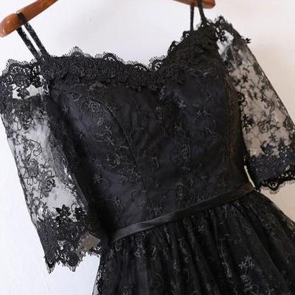 Hl3414 Black Lace High Low Prom Dress Black Lace..