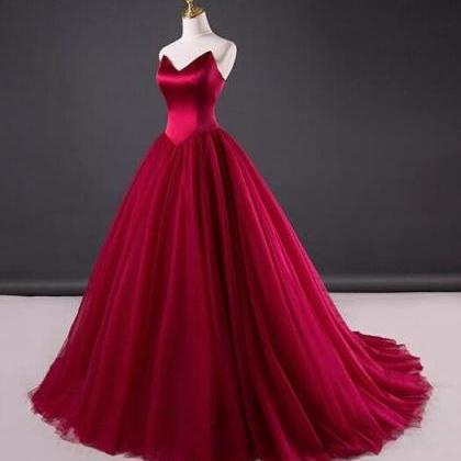 P3420 Simple Red Wedding Dress,tulle Bridal..