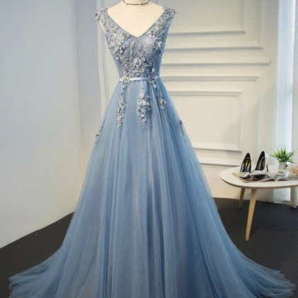 P3421 Charming Prom Dress,blue Evening Gowns..