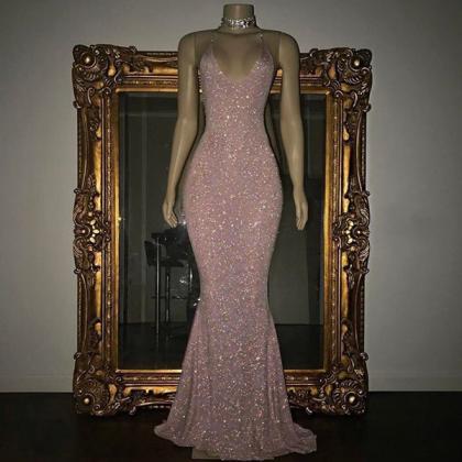 P3430 Rose Pink Sequin Prom Dress 2019 Mermaid..