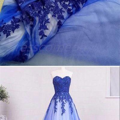 P3438 Sexy Appliques Tulle Prom Dress, Sweetheart..