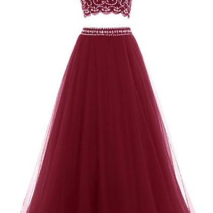 P3441 Red Floor Length Two Piece Prom Dress..
