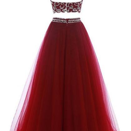 P3441 Red Floor Length Two Piece Prom Dress..