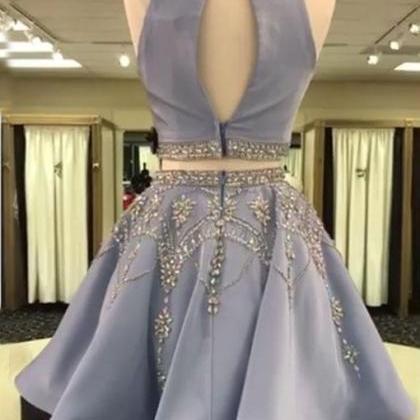 H3450 Cute Lavender Two-piece Homecoming Dress..