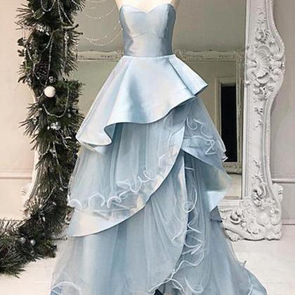 P3459 Sweetheart Neck Baby Blue Layered Long A..