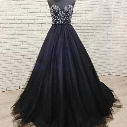 P3468 2021 Black Tulle Sweetheart Neck Sequined..