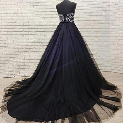 P3468 2021 Black Tulle Sweetheart Neck Sequined..
