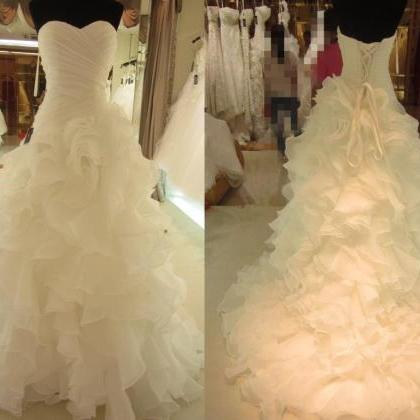 W3498 White Wedding Dresses, Wedding Gown,organza..