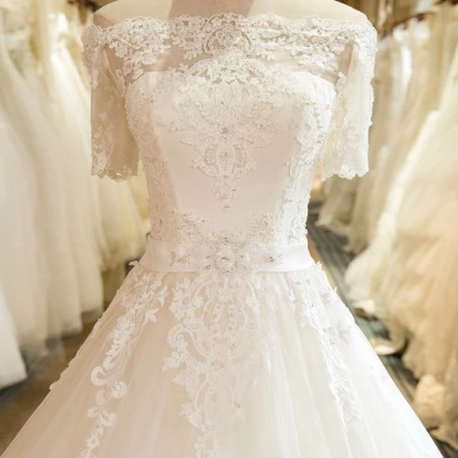 W3520 Beautiful Wedding Dresses Off-the-shoulder..