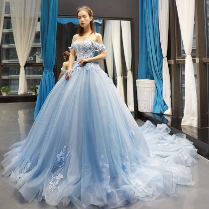 W3522 Glamorous Ball Gown Off The Shoulder Light..
