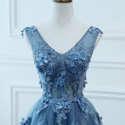 P3528 Beautiful Blue Long Tulle Prom Dress With..
