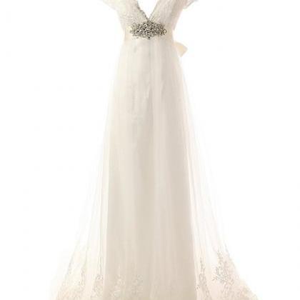 W3540 Empire Waist Appliques Beach Plus Size Wedding Dress on Luulla