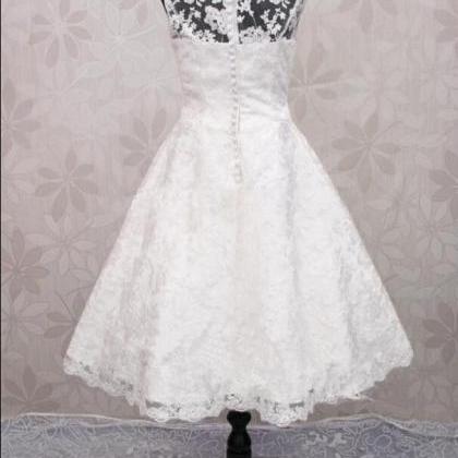 W3541 Tea-length Lace Beach Wedding Dress