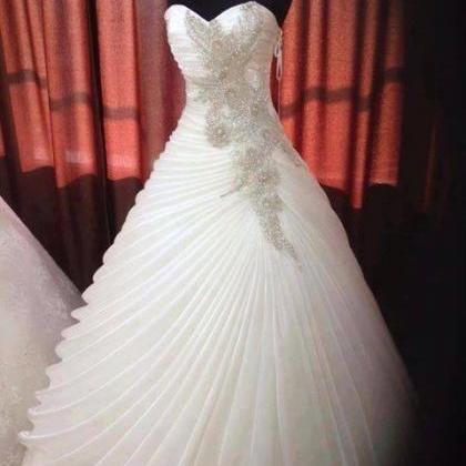 W3549 Draped Appliques Bead Ball Gown Wedding..