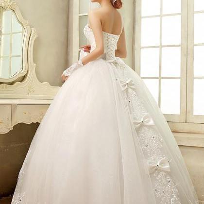 W3551 Bowknot Beaded Appliques Ball Gown Wedding..